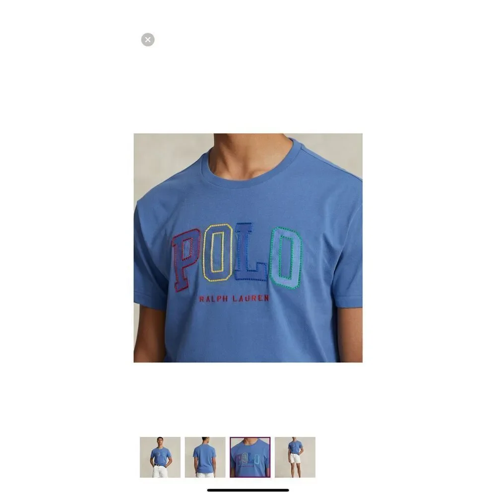 Polo Ralph Lauren NWT Classic Fit Logo Embroidered T Shirt Blue Medium